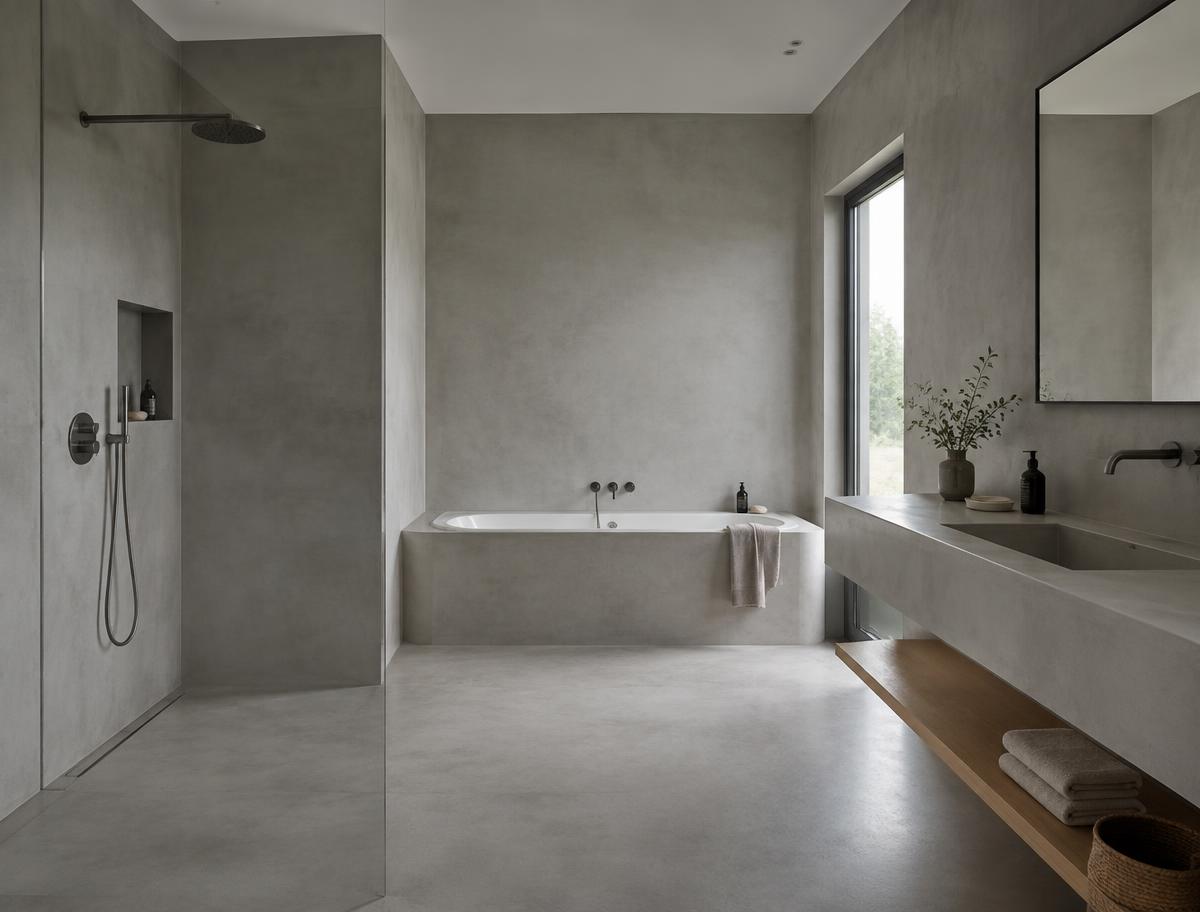 Badkamer in béton ciré
